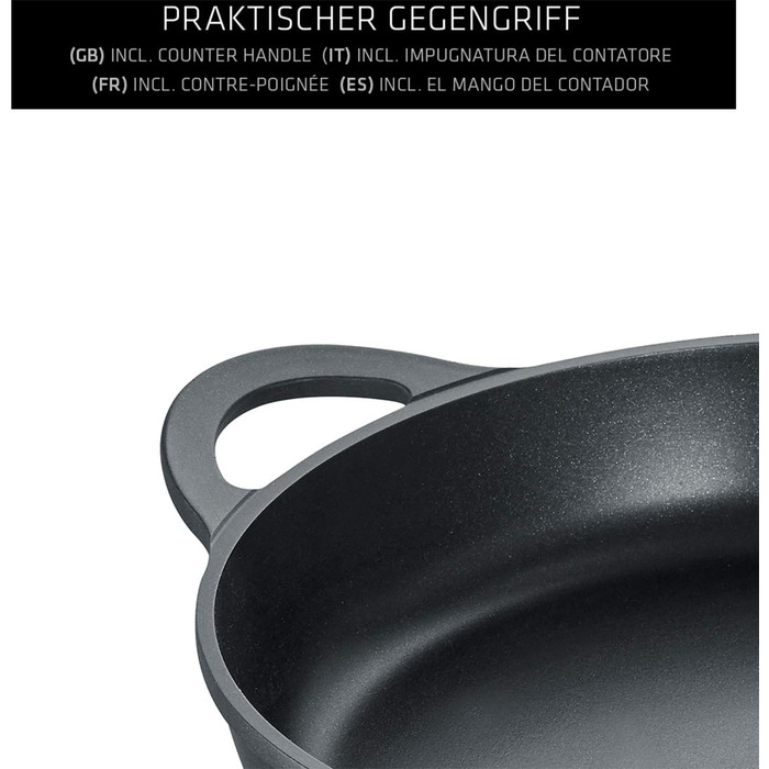 Сковорода Berndes Відень підходить для всіх плит, сковорода з 3-шаровим антипригарним покриттям, індукційна по всій поверхні, з антипригарним покриттям, чорна (28 см)