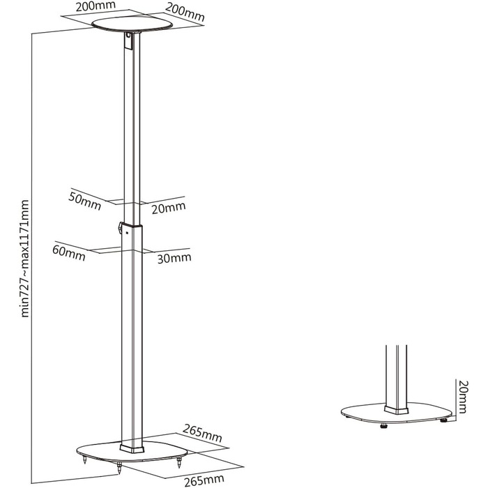 Підставка для динаміків My Wall HS 23 L, висувна, підлого типу, регульована по висоті, чорний колір, 2 шт.