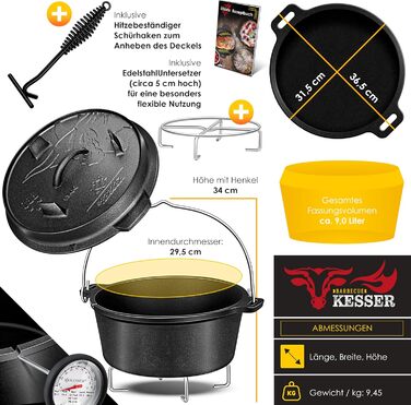 Набір голландських казанів KESSER® для приготування на грилі та в духовці (9.0 л)