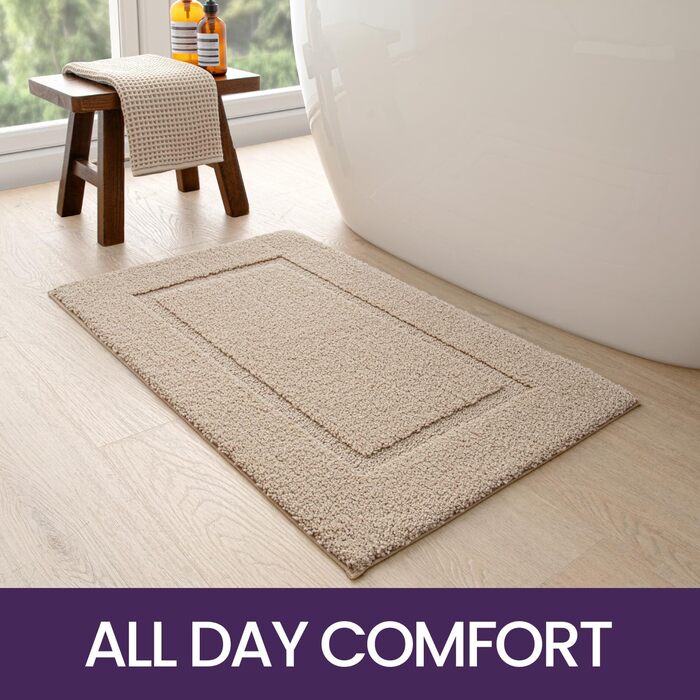 Килимок для ванної кімнати DEXI: антиковзкий, миючий, з мікрофібри, білий