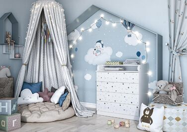 Комод для переодягання Shefa Kids Wickelkommode 800 білий - якісний комод з пеленальним столиком для дитячої кімнати (Sternenlicht)