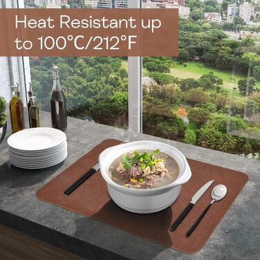 Набори підстав під тарілки з PU-шкіри, 40x30 см, 6 шт, коричневі. Водостійкі, легко миються, для дому, на кухню, на природу.