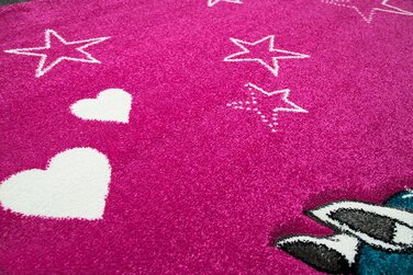 Ігровий килим для дитячої кімнати зі зображенням єдинорога, дизайн з контурним вирізом рожевий кремовий Бірюзовий Розмір 80x150 см