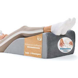 Ортопедична подушка для ніг Blumtal - регульована висота, проти набряків ніг, для дорослих, знімний чохол, білий/сірий