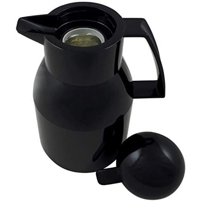 Термос Helios Top Push, 1 літр, чорний (пластикова ізоляція)