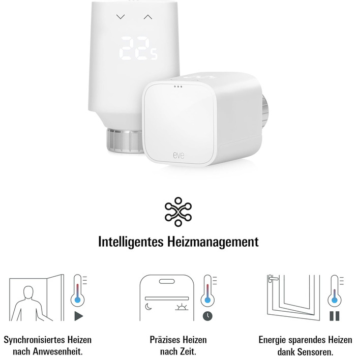 Eve Thermo (Matter, 5-те покоління) - Розумний термостат на радіатор, економія тепла, сумісний з Alexa, Apple Home, Samsung SmartThings, Google Home, Matter