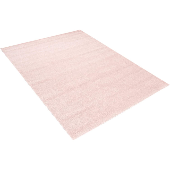 Флоридський килим TAPISO з коротким ворсом для спальні, вітальні, дитячої, підліткової спальні, світлий однотонний сучасний дизайн, Екотекс (180 х 260 см, рожевий)