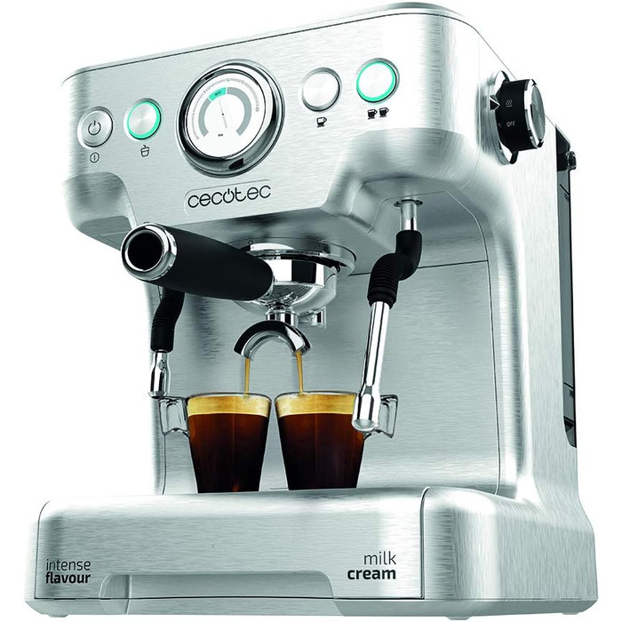 Еспресо-машина Cecotec Cumbia Power Espresso 20 Barista Aromax: 2900 Вт, 2 системи нагріву, 20 бар, манометр, подвійний фільтр