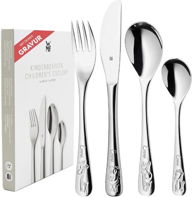 Дитячий столовий прилад WMF Safari з гравіюванням імені - індивідуальний столовий прилад WMF з гравіюванням, персоналізований подарунок - хрещення, персоналізовані ідеї подарунків для дівчаток та хлопчиків - дитячий набір столових приладів на 4 особи