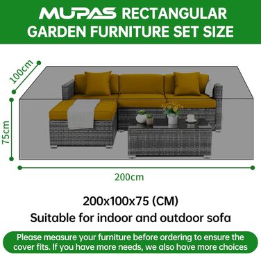 Водонепроникний чохол для садово-патіо меблів 420D Oxford, 200 x 100 x 75 см
