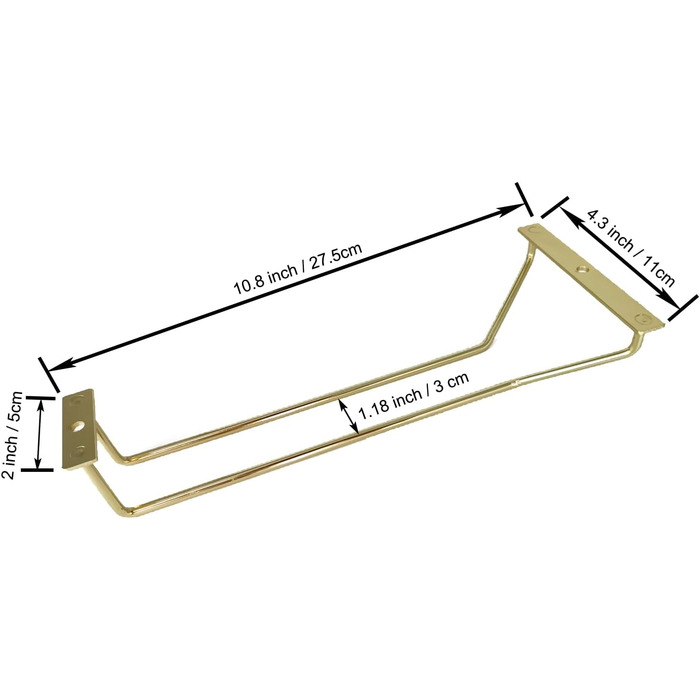 Набір тримачів для келихів RedDreamer (4 шт.), золото, для шафи, кухні, бару, 27.7 см, нержавіюча сталь