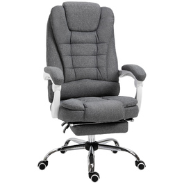 Ергономічний стілець Vinsetto Office Chair зі складною підставкою для ніг, регулюється по висоті та нахиляється, метал сірий для комфорту в домашньому офісі