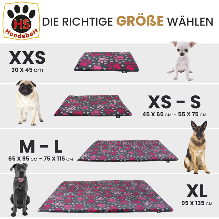 Лежак для собак HS Зроблено в Німеччині, кістяний антрацит 45x65 см, для малих і великих собак, пухнастий, можна прати, підходить для сушіння в сушильній машині