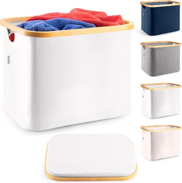 Елегантна коробка для зберігання Великий і універсальний кошик для білизни Антибактеріальне сховище для ванної кімнати, одягу, іграшок Органайзер для ванної кімнати (світло-сірий, 50 л)