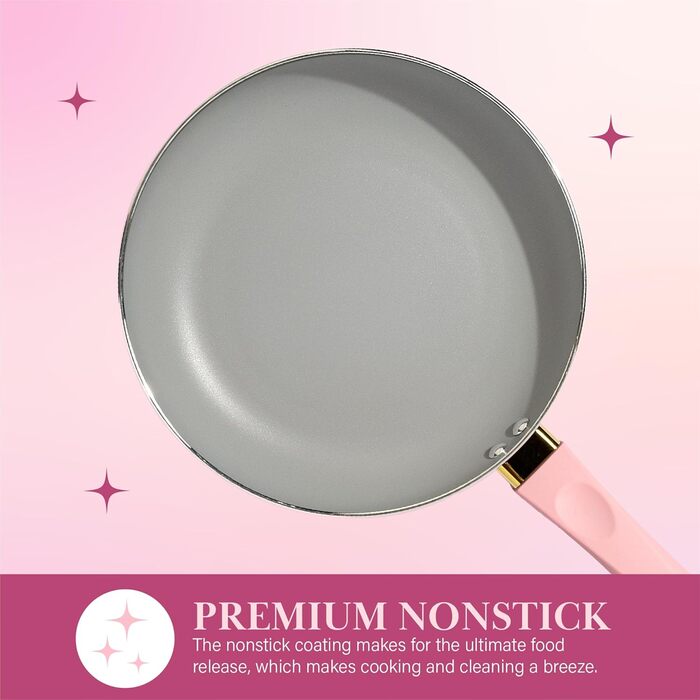 Набір посуду Paris Hilton Epic 12 предметів з антипригарним покриттям, склокришки, рожевий