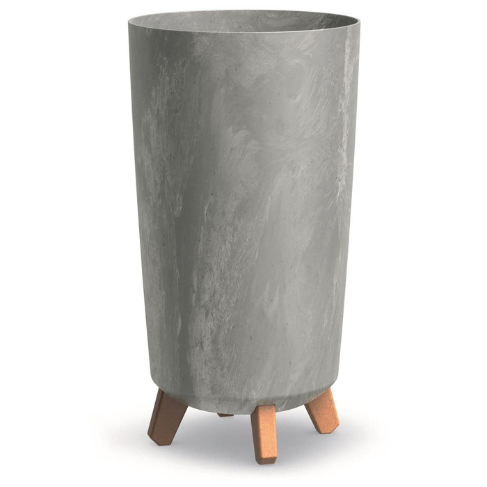 Вазон BirnePower Gracia Slim 44,5 см – сучасний квітковий горщик з ніжками, імітація бетону, стійкий до УФ та погодних умов, елегантний горщик для балкона, саду, інтер'єру – антрацит (висота 44,5 см, сірий бетон)