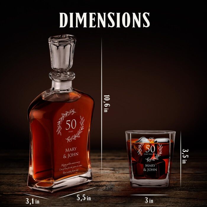 Мавертон Віскі Карафа + Набір склянок (2/4/6) з гравіюванням - 700 мл - Ідеальний подарунок на весілля