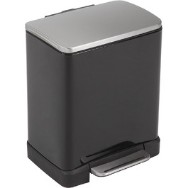 Металевий кошик для сміття EKO E-Cube 20L (32 x 36.6 x 44.5 см, система амортизації, без відбитків пальців, залишайся відкритою, фіксація мішків для сміття), матовий чорний 20L матовий чорний