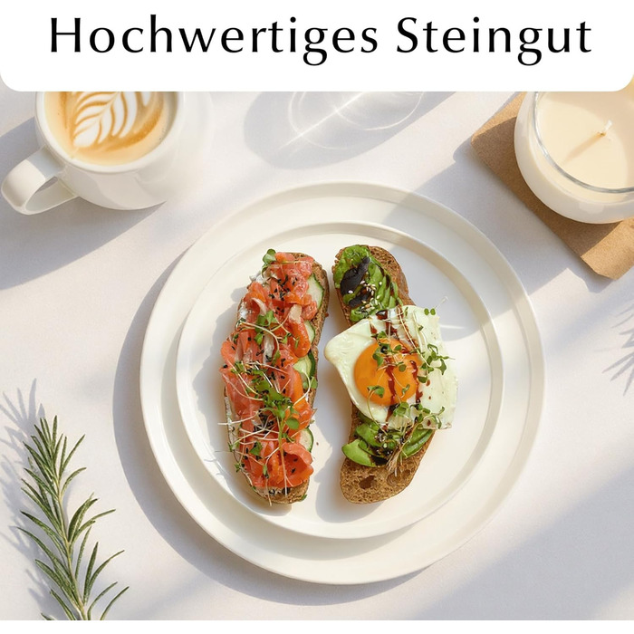 Набір посуду Miamio на 8 осіб (24 шт.) з каменю, сучасний сервіз – підходить для миття в посудомийній машині та використання в мікрохвильовій печі – розкішна колекція (білий)