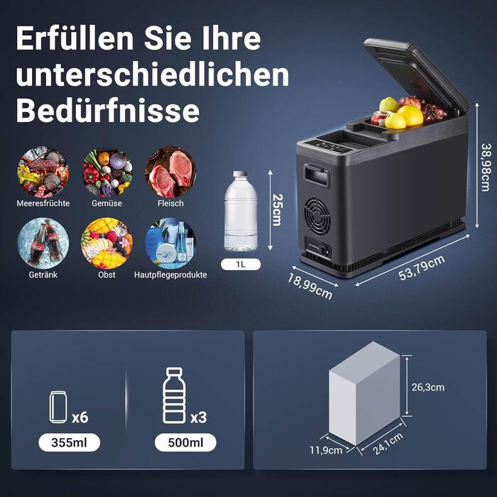 Автомобільний компресорний холодильник AAOBOSI 8л: Електричний охолоджувач для авто, кемпінгу, риболовлі (-20°C/+20°C), 12/24V/230V, USB