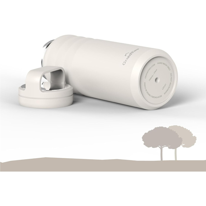 Термопляшка GRANDTIES 946мл з широким горлом та двома кришками, для чоловіків та жінок, колір слонова кістка