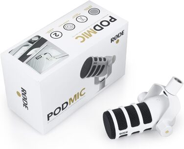 Rode XLR подкаст мікрофон для мовлення, чорний + відкривачка keepdrum (Podmic, білий)