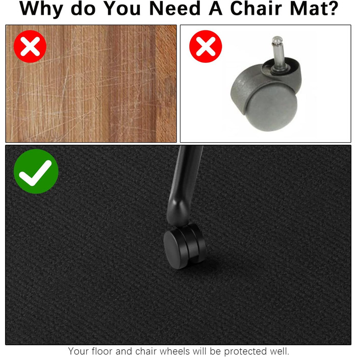 Килимок під офісне крісло | 140x90 см | Захист для підлоги | Чорний