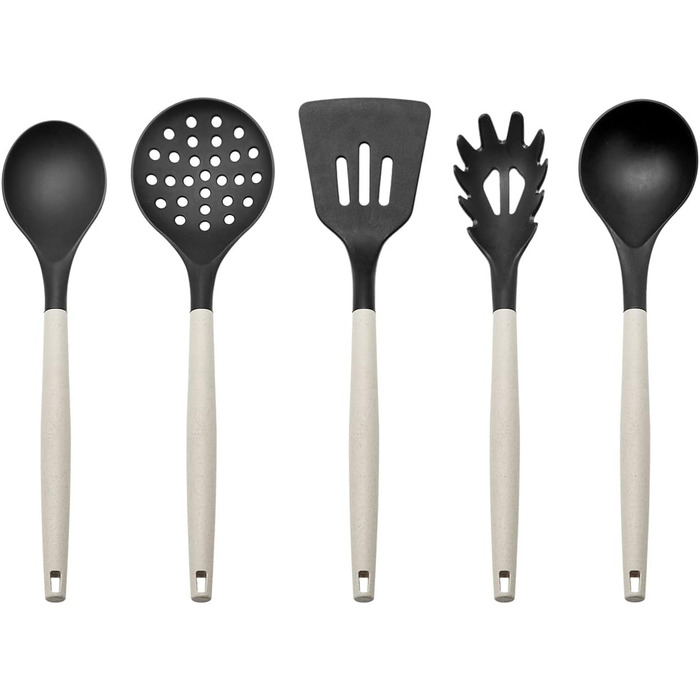 Набір ножів Karaca Gusto 12 предметів з дерев'яною підставкою та кухонними аксесуарами, з нержавіючої сталі, ергономічні ручки, кремовий колір