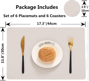 Набір тканих серветок з екошкіри для столу, водонепроникні, стійкі до бруду та тепла, можна мити, PU серветки для кухні та декору (кремовий, 6 шт.)