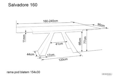 Стіл SALVADORE 160(240)*90 коричневий ефект дерева/чорний мат