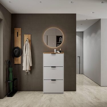 Взуттєва шафа Planetmöbel з 3 стінками, 6 полицями, 60 x 23 x 118 см, білий/сірий колір