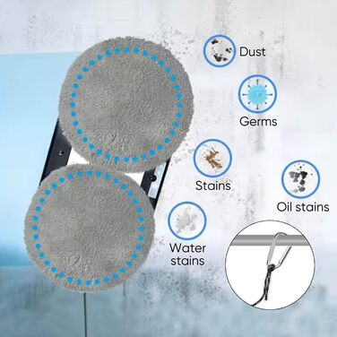 Робот для миття вікон з автоматичним струменем води, 5600 Па, для гладких поверхонь, з пультом дистанційного керування, з 10 мітками для миття