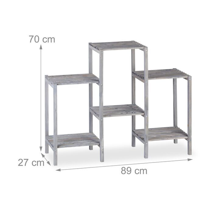 Стелаж для квітів Relaxdays сірого кольору з дерева