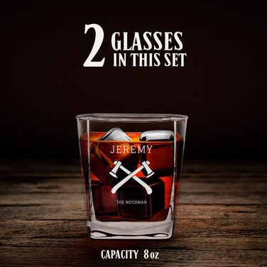 Мавертон Віскі Карафа + Набір склянок (2/4/6) з гравіюванням - 700 мл - Віскі Декантер - Подарунок на День народження для чоловіків (дерев'яний підставник)