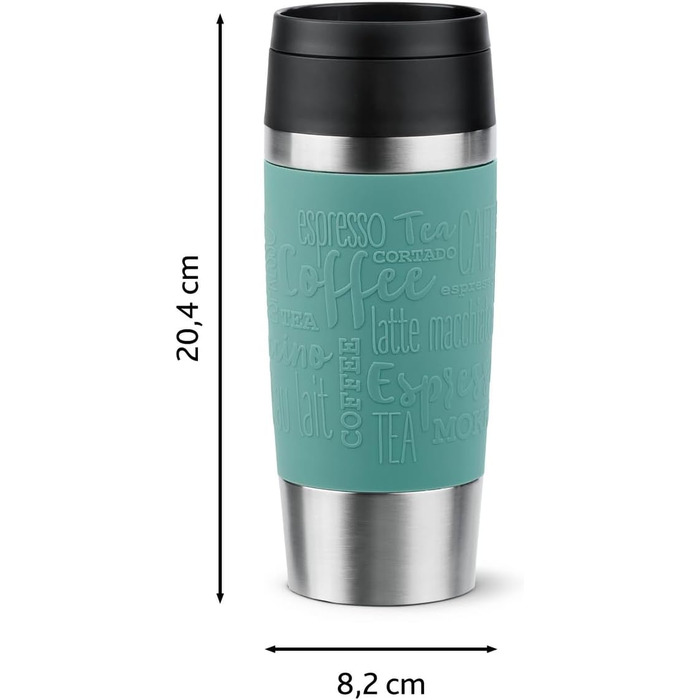 Термокружка Emsa N20210 Travel Mug Classic, 0.36 л, нержавіюча сталь, Petrol | Збереження тепла 4 години, холоду 8 годин | 100% герметична, з невеликим отвором для пиття, придатна для миття в посудомийній машині