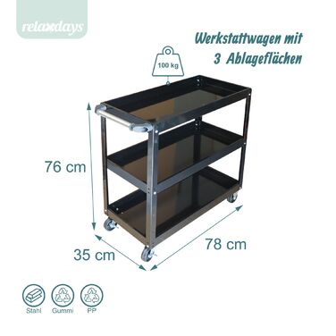 Робочий візок Relaxdays з 3 ящиками