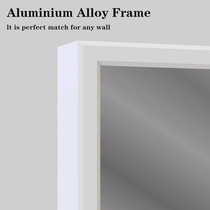 Дзеркало для ванної кімнати WONSTART 81.3 x 61 см біле з алюмінієвою рамою, для монтажу над умивальником, сучасний дизайн, підходить для ванної, спальні, передпокою