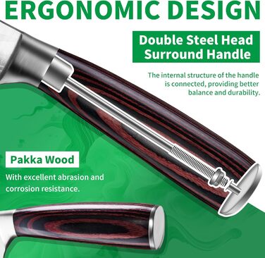 Набір кухонних ножів Fullhi 14 предметів з бруском для заточування: кухонні ножі, ножі для стейку, барвисті ручки. Ідеальний подарунок для чоловіків та жінок.