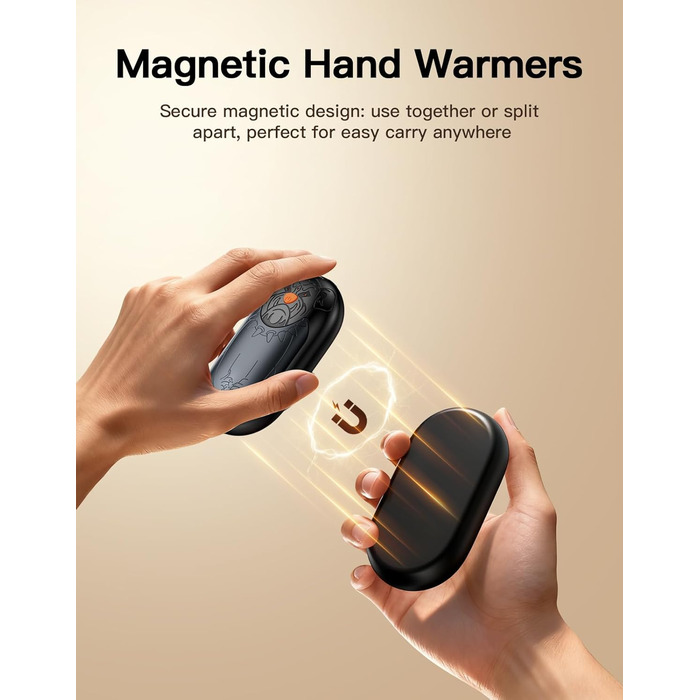 Електричний гріє для рук 2 шт. | Перезарядний кишеньковий гріє з 3 режимами нагріву, 6000mAh | Для жінок, чоловіків, кемпінгу, полювання, гольфу (Сірий)