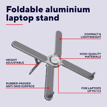 Підставка для ноутбука Trust Zeff, регульована висота, 16 дюймів, складна, чорна
