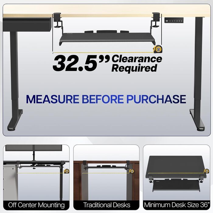 Підставка для клавіатури VIVO MOUNT-KB05HB, регульована висота, чорна