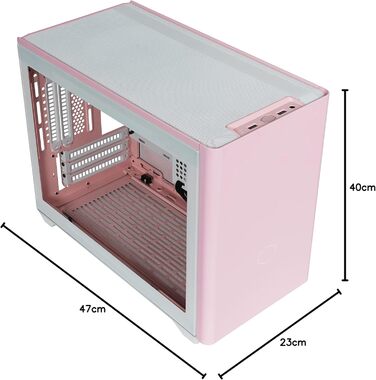 Корпус для ПК Cooler Master MasterBox NR200P Mini-ITX, загартоване скло, відмінне охолодження, вертикальне розташування відеокарти, безінструментальний доступ, рожевий Flamingo