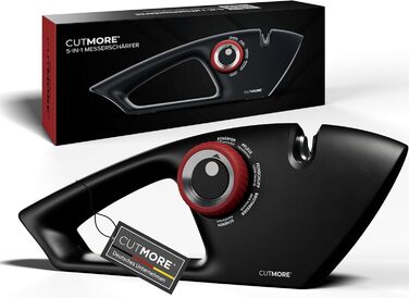 CUTMORE® Точилка для ножів Diamant - оригінальна 5-в-1 для хлібних ножів, ножиць та ножів – професійний прецизійний кут – неслизька, проста, ефективна – відома з спільноти Hobbykoch OneSharp