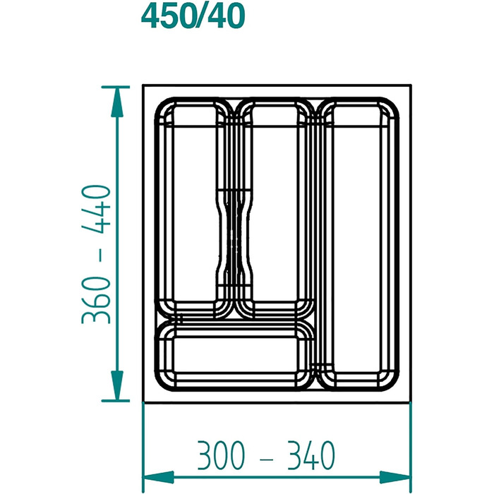 Лоток для столових приборів Stauraum-Shop, можна вирізати за розміром, якість Made in Germany (Ш 300-340 мм Д 360-440 мм)