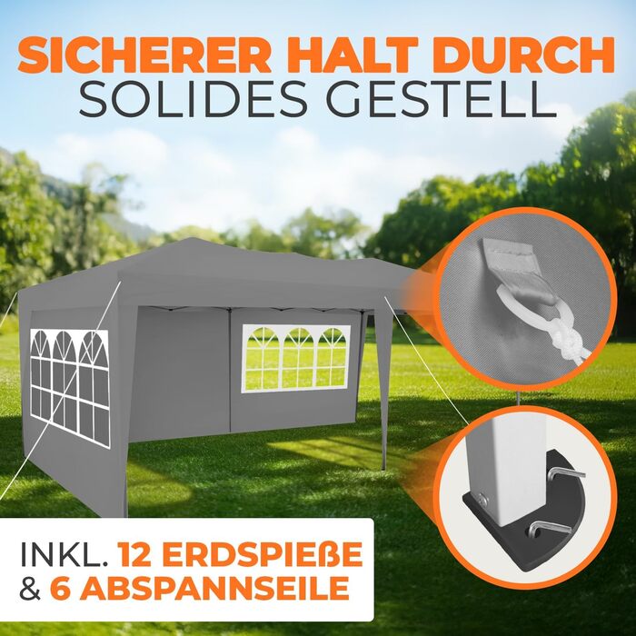 Павільйон Kronenburg розкладний, 3x3 м, водонепроникний, захист від сонця UV 50+, колір шампань, з 4 боковими частинами