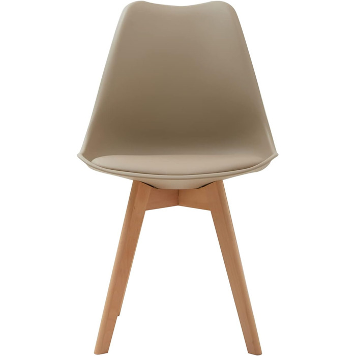 Набір з 6 стільців для їдальні, скандинавський стиль, ретро-дизайн, з м'яким сидінням, для кухні/офісу, з масивними буковими ніжками (колір: коричневий)