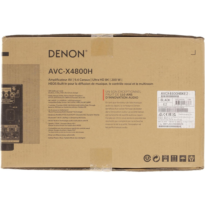 Канальний AV-ресивер Denon AVC-X4800H, 8K, Dolby Atmos, DTSX, Bluetooth, HEOS, Alexa, Чорний, 9.4-