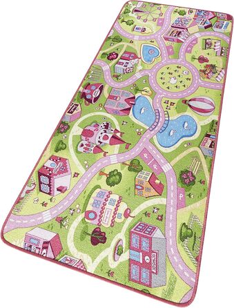 Килимок Hanse Home Play Sweet Town дитячий килимок вуличний мотив, 90x200см, рожевий