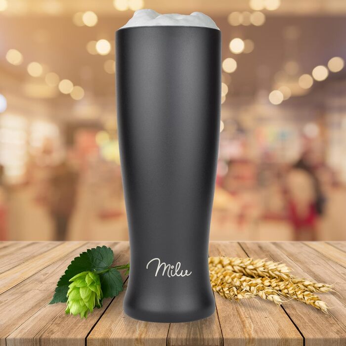 Термокухоль для пива Milu Weizenbierglas 500 мл, нержавіюча сталь, з кришкою, подарунковий набір для чоловіків (2 шт)