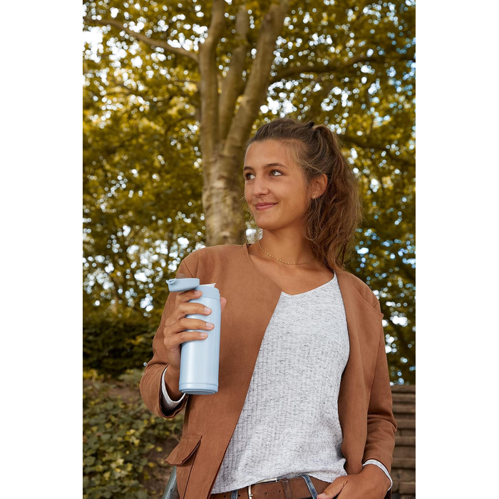 Термокружка Emsa N21518 Travel Mug Light | 0.4 л, нержавіюча сталь, 8 год гаряче/16 год холодне, BPA Free, блакитний колір